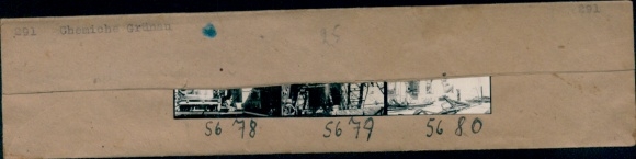 Kontaktabzug Fotos Berlin Köpenick, Chemische Fabrik Grünau, 3 Fotos ca. 4x2 cm
