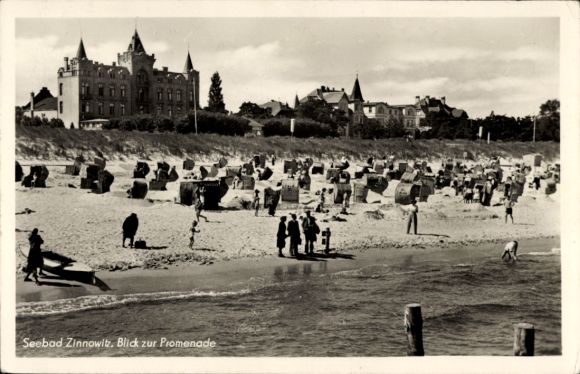 Postcard Ostseebad Zinnowitz on Usedom, view of the promenade