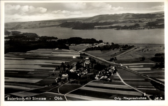 Postcard Bayerbach am Simsee Baierbach Stephanskirchen Upper Bavaria, aerial photograph