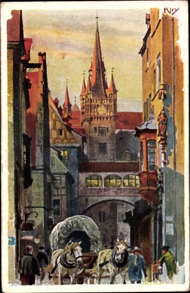 Artist PC Kley, Heinrich, Nuremberg in Middle Franconia, Rathausgasse