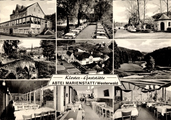 Postcard Marienstatt Streithausen, monastery restaurant Marienstatt Abbey, owner Paul Hammerschmidt