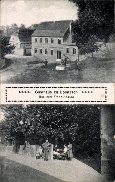 Ak Lobitzsch Uichteritz Weißenfels im Burgenlandkreis,Gasthaus, Bes. Franz Andrae