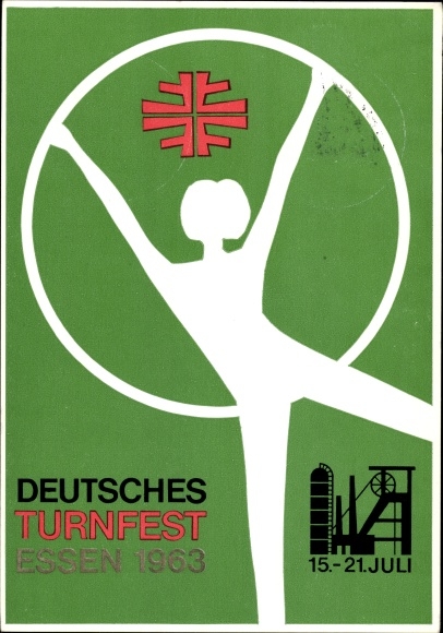 Artist Postcard Essen in the Ruhr area, German Gymnastics Festival July 15 to 21, 1963