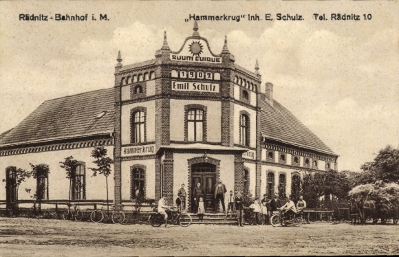 Ak Radnica Rädnitz an der Oder Oost-Brandenburg, Gasthaus Hammerkrug, eigenaar Emil Schulz