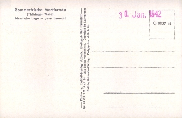 Postcard Martinroda Thuringia, aerial photograph