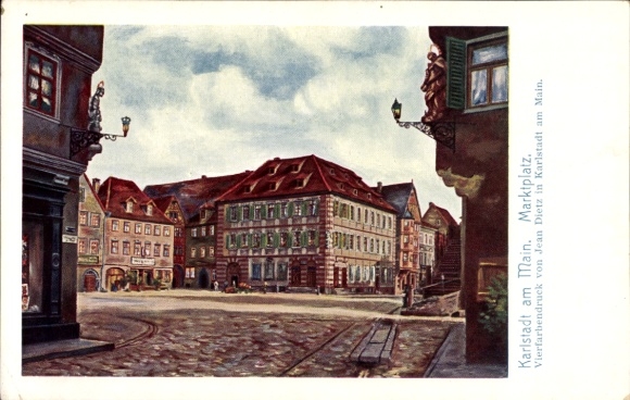 Postcard Karlstadt am Main Lower Franconia, Market Square