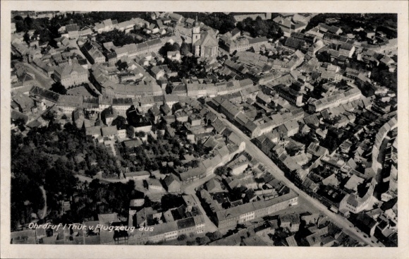Postcard Ohrdruf in Thuringia, aerial photograph