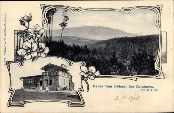 Postcard Kühndorf in Thuringia, Great Dolmar, Berggasthof Charlottenhaus
