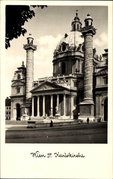 Ak Wien 4. Wieden, Ansicht der Karlskirche, Säulen