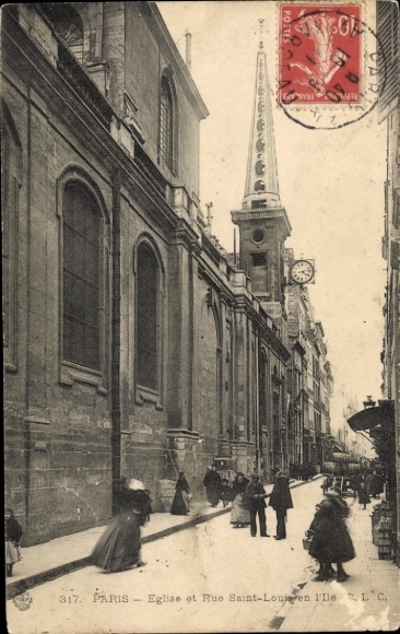 Ak Paris Hôtel de Ville, Eglise en Rue Saint Louis en l'Ile