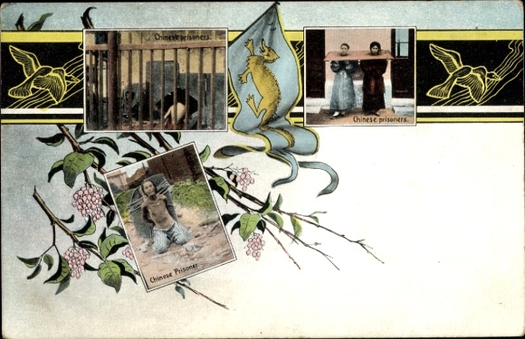 Postcard China, Chinese prisoners, prison, Chinese prisoners, dragon