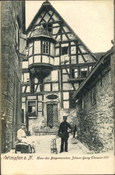 Postcard Bad Wimpfen am Neckar District Heilbronn, House of the Mayor Johann Georg Ellseeser, Postman