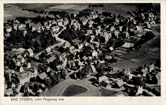 Postcard Bad Steben in Upper Franconia, aerial photograph
