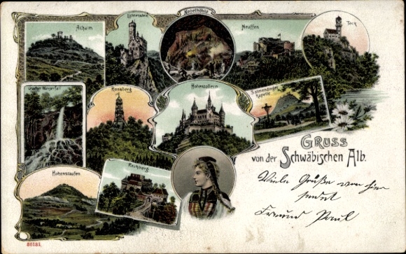 Postcard Owen unter Teck Württemberg, Burg Teck, Hohenzollern, Neuffen, Rossberg, Hohenstaufen