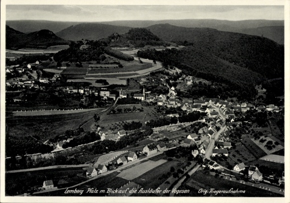 Postcard Lemberg in the Palatinate, view of the foothills of the Vosges, aerial photograph