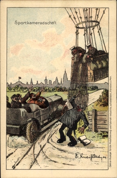 Artist Postcard Men sprinkle sand on a policeman, sportsmanship, humor, car