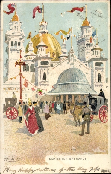 Artist Chromo-Litho Cassiens, H., Glasgow Scotland, Exhibition Entrance, World&#39;s Fair