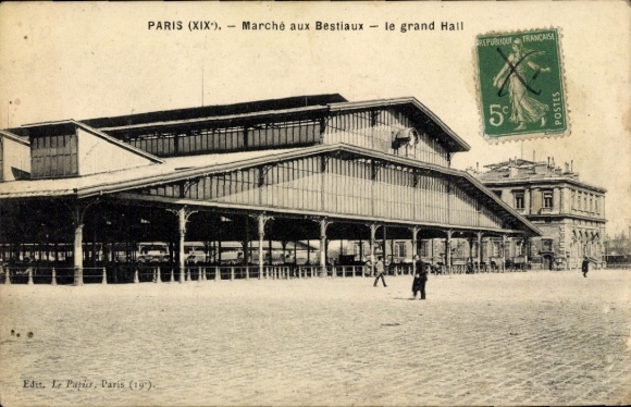 Ansichtkaart Parijs XIX Buttes Chaumont, veemarkt, Grote Zaal