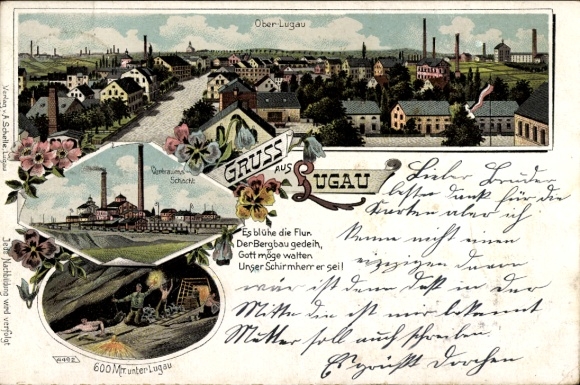 Litho Lugau im Erzgebirge, Vertrauens-Schacht, Ober-Lugau