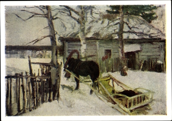 Artist PC Korowin, KA, Winter, sleigh team