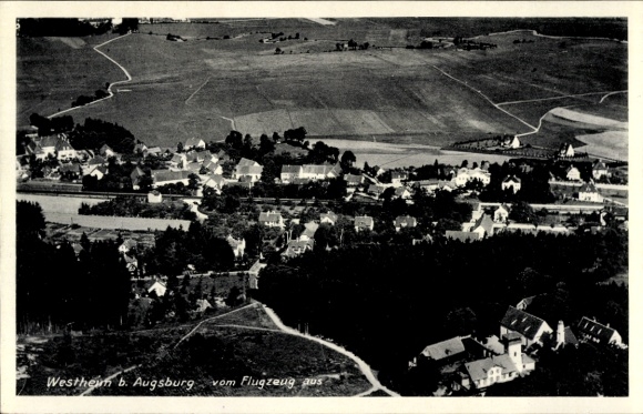 Postcard Westheim near Augsburg Neusäß in Swabia, aerial photograph