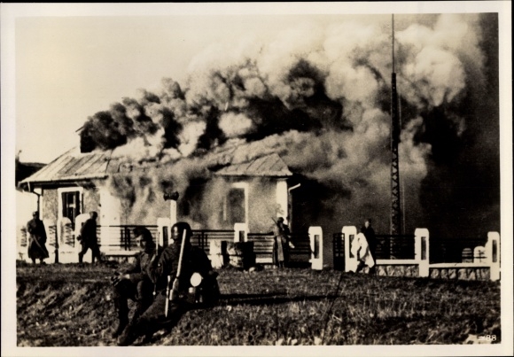 Photo Heinrich Hoffmann, German attack on Serbian border house, April 1941, Wehrmacht