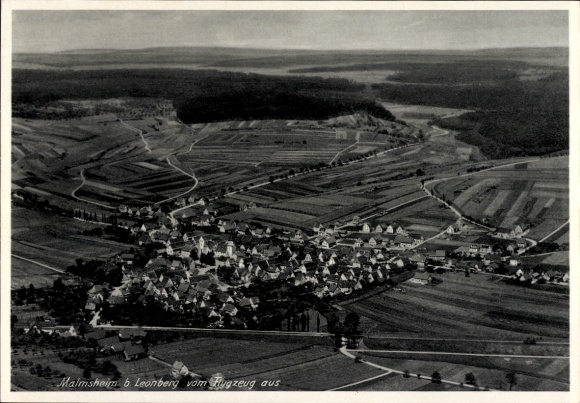 Postcard Malmsheim Renningen in Württemberg, aerial photograph
