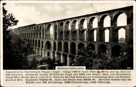 10 old Postcard Göltzschtalbrücke near Netzschkau in Vogtland, various views