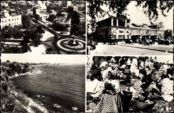 Ak Dakar Senegal, Place de l'Etoile, la Gare, Vue de la Corniche, Marché