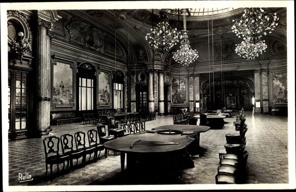 Postcard Monte Carlo Monaco, Interior of the Casino, A games room