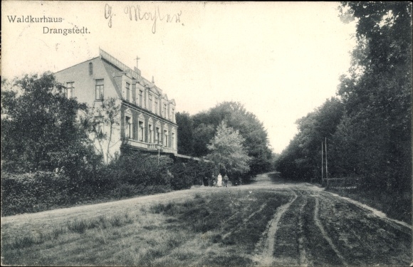 Postcard Drangstedt Geestland, street section with Waldkurhaus