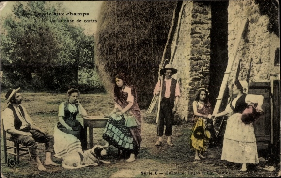 Postcard Frankreich, Life in the Fields, the Card Drawer