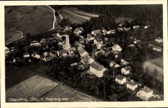 Postcard Oberalting Seefeld in Upper Bavaria, aerial photograph