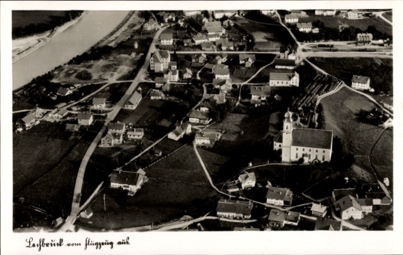 Postcard Lechbruck am See in Ostallgäu, aerial photograph