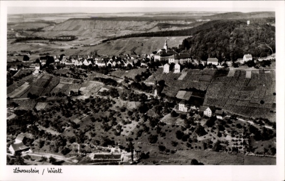 Postcard Löwenstein in Württemberg, aerial photograph