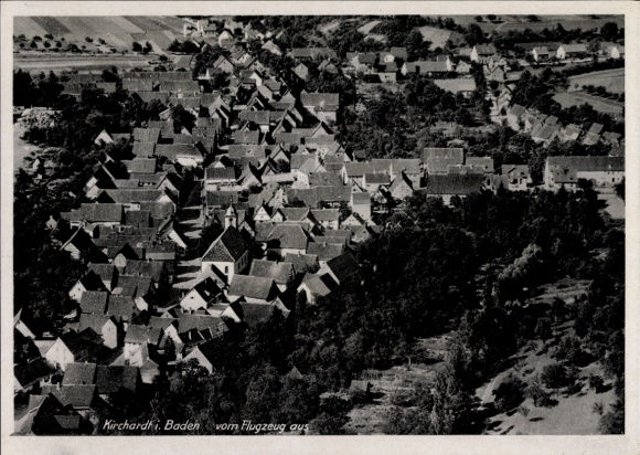 Postcard Kirchardt in Baden, aerial photograph