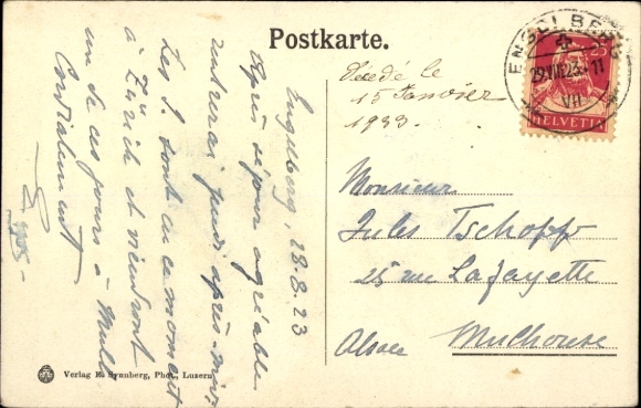 Postcard Engelberg Canton Obwalden Switzerland, Rugghubel, Lauchernstock
