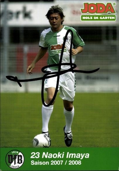 Autograph card footballer Naoki Imaya, VFB Lübeck, autograph