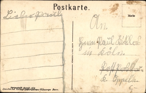 Pocztówka artysty Francken, A., Serdeczne powitanie powracających towarzyszy, I. WK