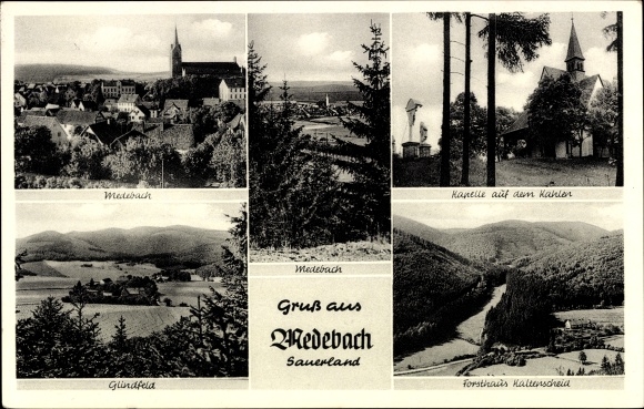 PC Medebach im Sauerland, total view, Glindfeld, forester&#39;s house Kaltenscheid, chapel Kahler Asten