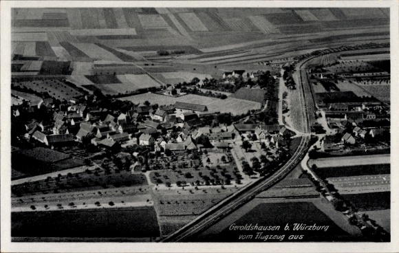 Postcard Geroldshausen Unterfranken, aerial photograph