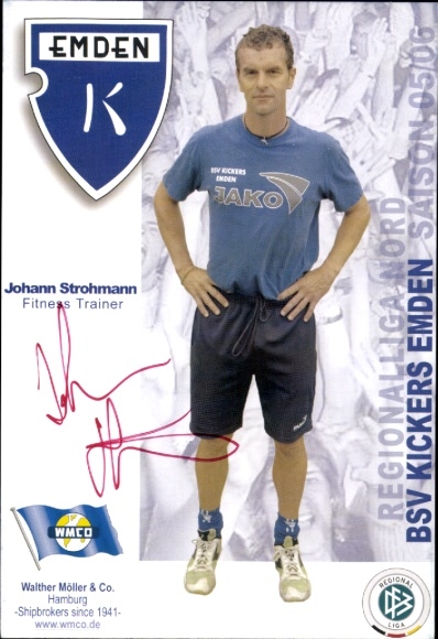 Autogrammkarte Fitness Trainer Johann Strohmann, BSV Kickers Emden, Autogramm