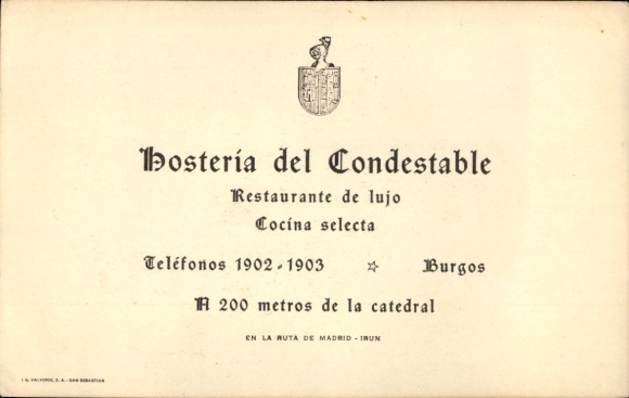 Postcard Burgos Castile and León, Hotel Condestable