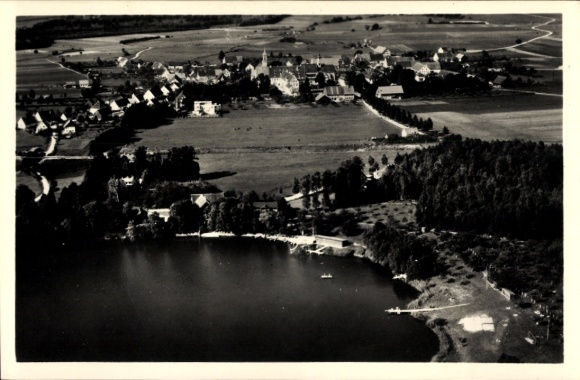 Ak Buxheim in Schwaben, Weiherhaus, Fliegeraufnahme