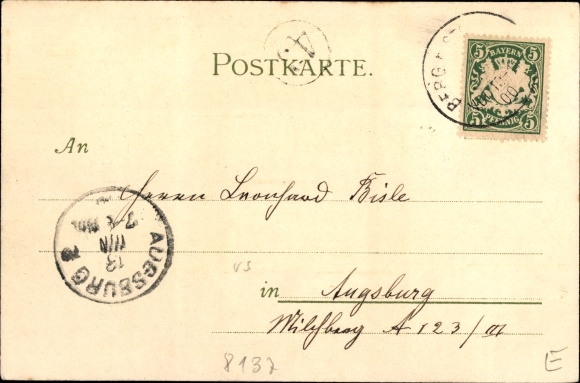 Chromo-Litho Leoni Berg on Lake Starnberg in Upper Bavaria, memorial chapel for King Ludwig II.