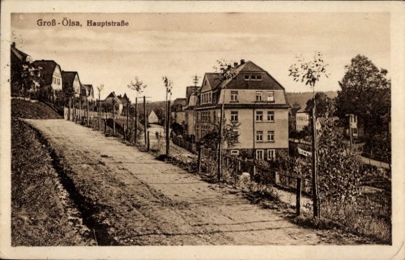 Postcard Großölsa Oelsa Rabenau in the Ore Mountains, main street