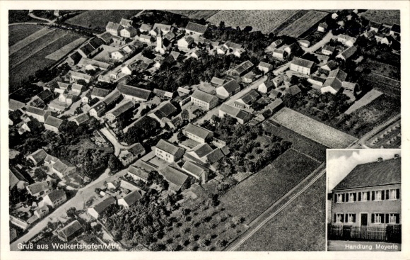 Ak Wolkertshofen Markt Nassenfels Oberbayern, Fliegeraufnahme, Handlung Meyerle