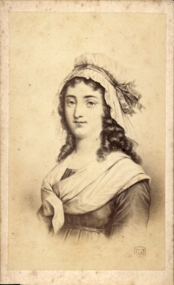 CdV Charlotte Corday d'Armont, murderer of Jean Paul Marat, French Revolution, portrait