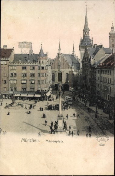 Postcard Munich, Marienplatz