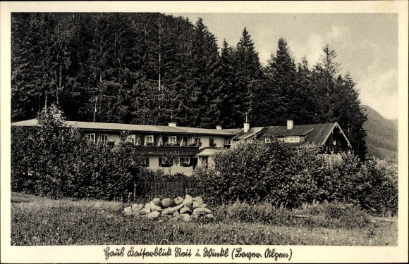 Postcard Reit im Winkl in the district of Traunstein, Upper Bavaria, partial view of the Kurheim Haus Kaiserblick